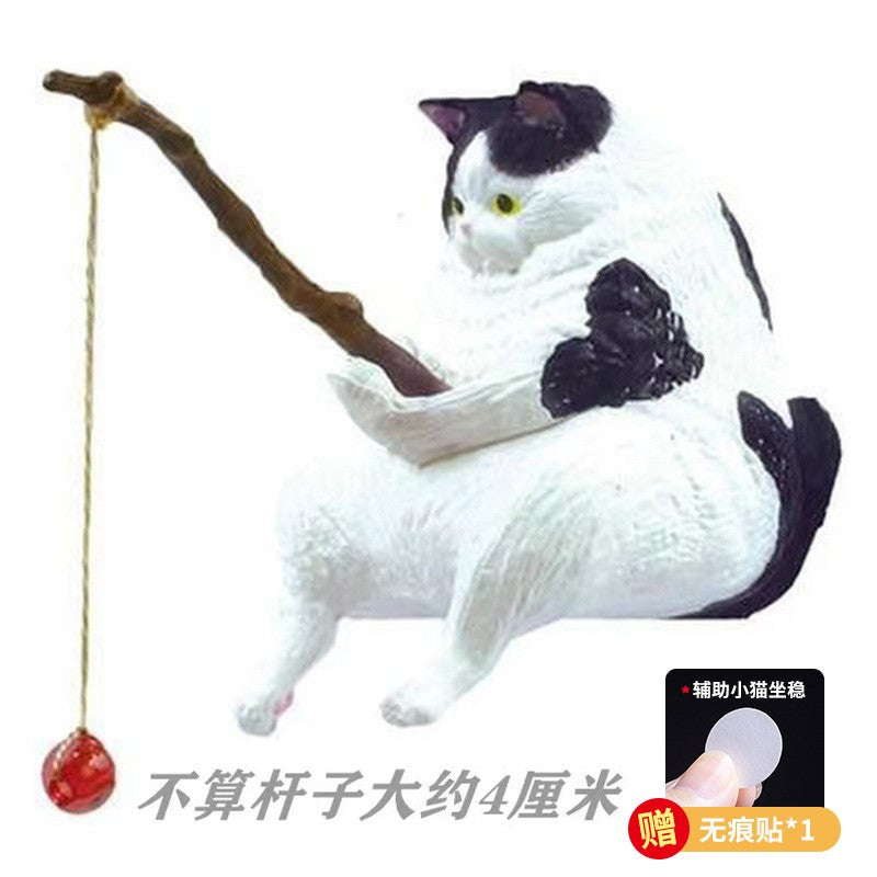 Gato-pescador Decoração de Interiores de Carro Resina Fofa com Óculos de Tubo Pingente para Retrovisor de Carro Saída de Ar para Acessórios de Carro