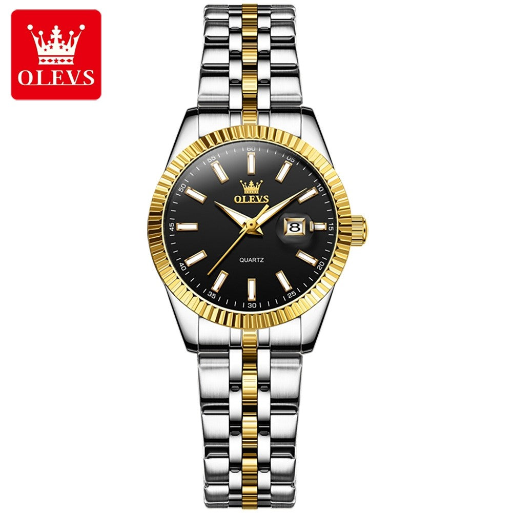 OLEVS 5593 Woman Watch Stainless Steel Waterproof Auto Date Elegant Ladies Wristwatch Luxury Original Quartz Watch for Women New