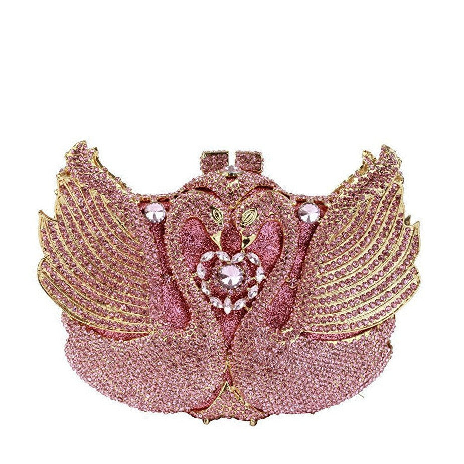 XIYUAN Pink/Black/Blue/Gold Crystal Evening Clutches Bag Hollow Out Women Metal Clutch Purse Wedding Party Prom Dinner Handbag