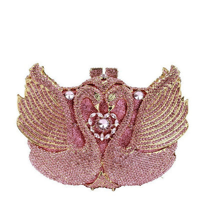 XIYUAN Pink/Black/Blue/Gold Crystal Evening Clutches Bag Hollow Out Women Metal Clutch Purse Wedding Party Prom Dinner Handbag