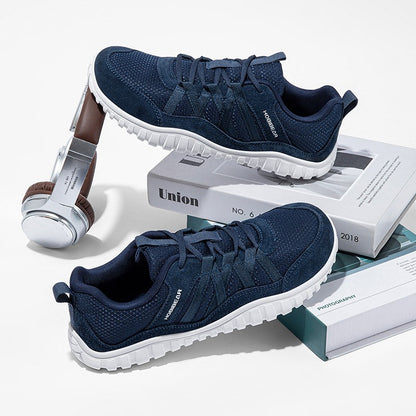 HOBIBEAR Wide Toe Walking Shoes Men Women Non Slip Outdoor Sneakers Lace Up Mesh Breathable Running Shoes