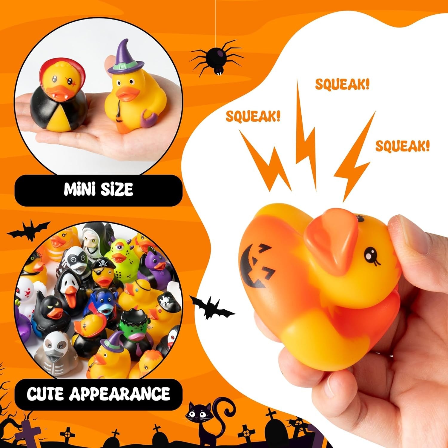 16-320pcs Halloween Rubber Ducks Halloween Style Ducks for Jeeps Ducking Trick or Treat Supplies Funny Rubber Toys For Kids