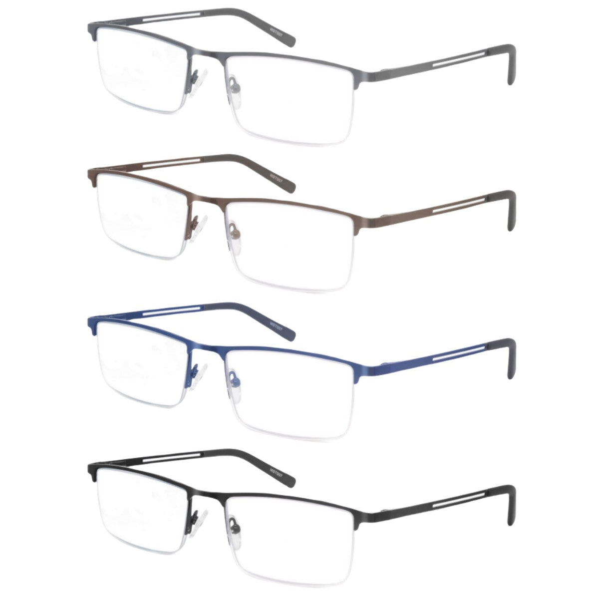 Blue Light Reading Glasses Men Computer Readers Anti Glare Metal Frame with Spring Hinge UV400 Protection Eye Strain Relief