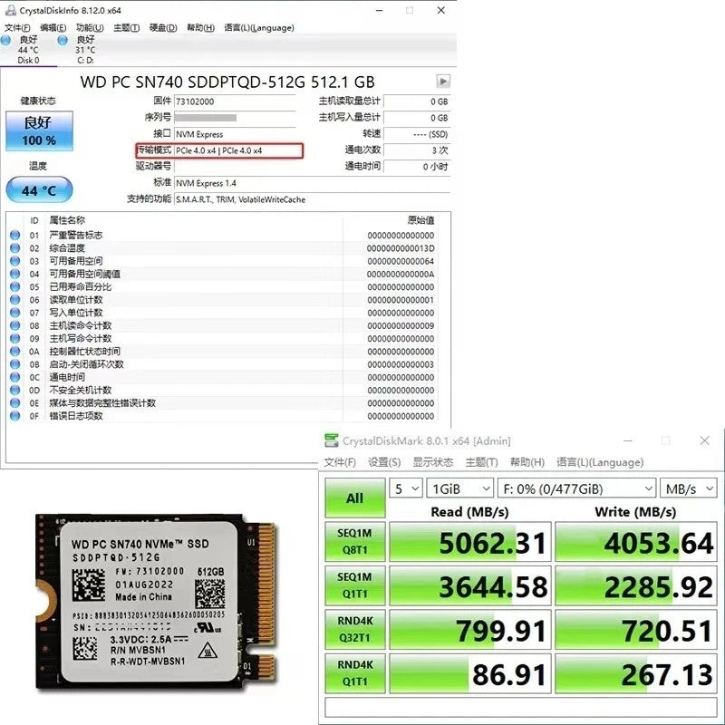 Western Digital WD SN740 SN5000S M.2 2230 SSD 2TB 1TB 256GB NVMe PCIe Gen4 x4 para Microsoft Surface Pro X Laptop 3 Steam Deck