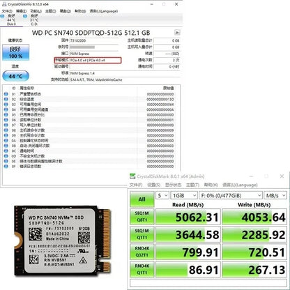 Western Digital WD SN740 SN5000S M.2 2230 SSD 2TB 1TB 256GB NVMe PCIe Gen4 x4 para Microsoft Surface Pro X Laptop 3 Steam Deck