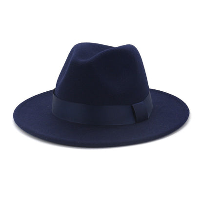 HOAREE Purple Wool Felt Jazz Fedora Hats Men Women Wide Brim Sombrero British Style Trilby Formal Panama Cap Solid Dress Hat
