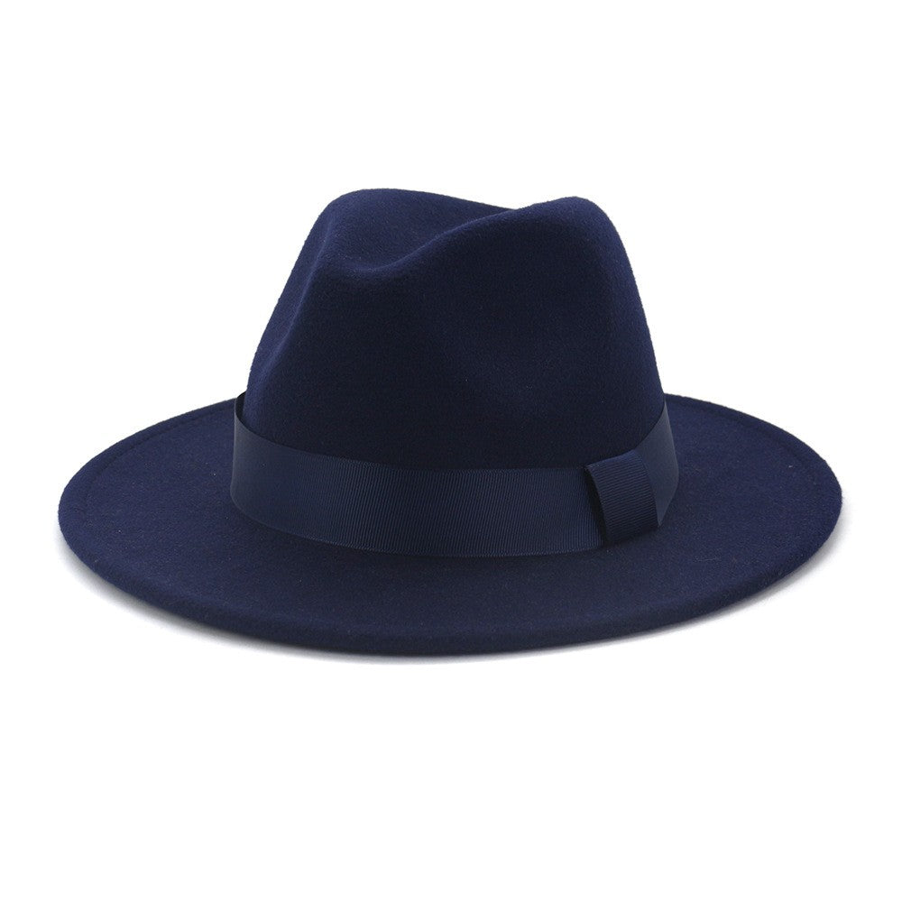 HOAREE Purple Wool Felt Jazz Fedora Hats Men Women Wide Brim Sombrero British Style Trilby Formal Panama Cap Solid Dress Hat