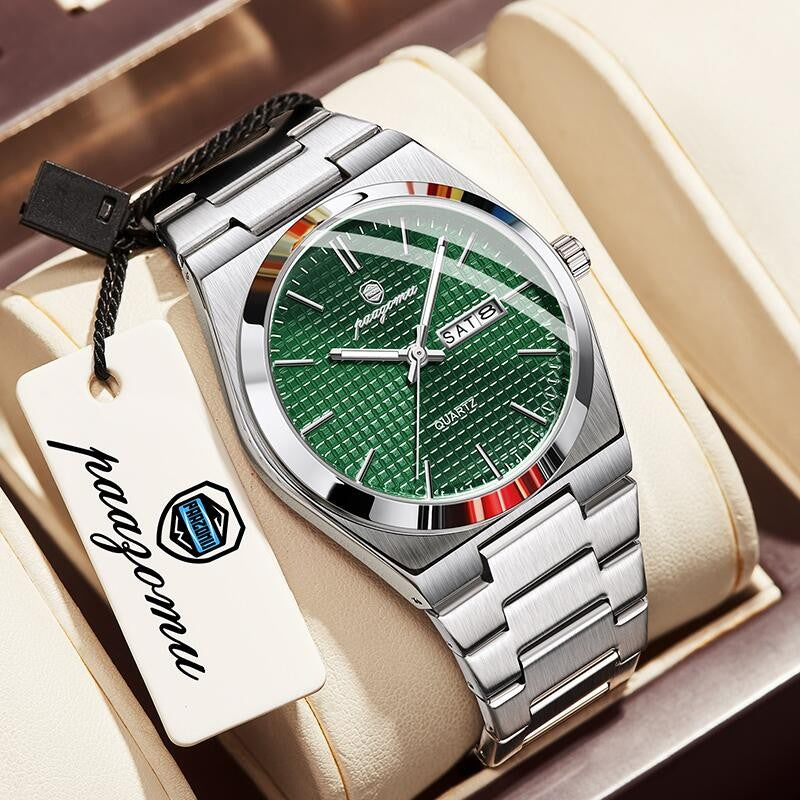 PAAZOMU Relógio Masculino de Luxo Original Moda Luminoso À Prova D'água Cronógrafo Data Relógio Masculino Couro Quartzo Relógios Masculinos Reloj