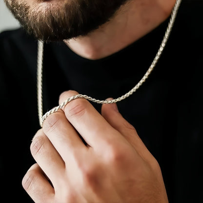 Colar Masculino 2mm Cor Prata Corrente Torcida Gargantilha Simples de Aço Titânio Joias Modernas de Aço Inoxidável Que Não Desbotam