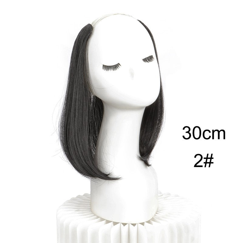 20/30cm Cabelo Sintético Curto Liso com Fivela Interna, Meia Cabeça em V com 4 Clipes, Aplique Invisível para Mulheres 2026