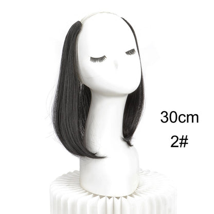 20/30cm Cabelo Sintético Curto Liso com Fivela Interna, Meia Cabeça em V com 4 Clipes, Aplique Invisível para Mulheres 2026