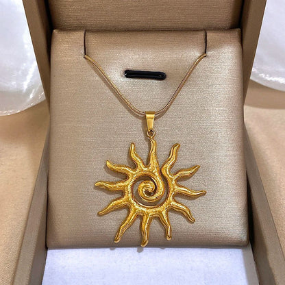 Colar Vintage Chique Com Pingente Em Formato De Sol Aço Inoxidável Joias Acessórios De Moda Dourados Presente Para Mulheres Homens Casais
