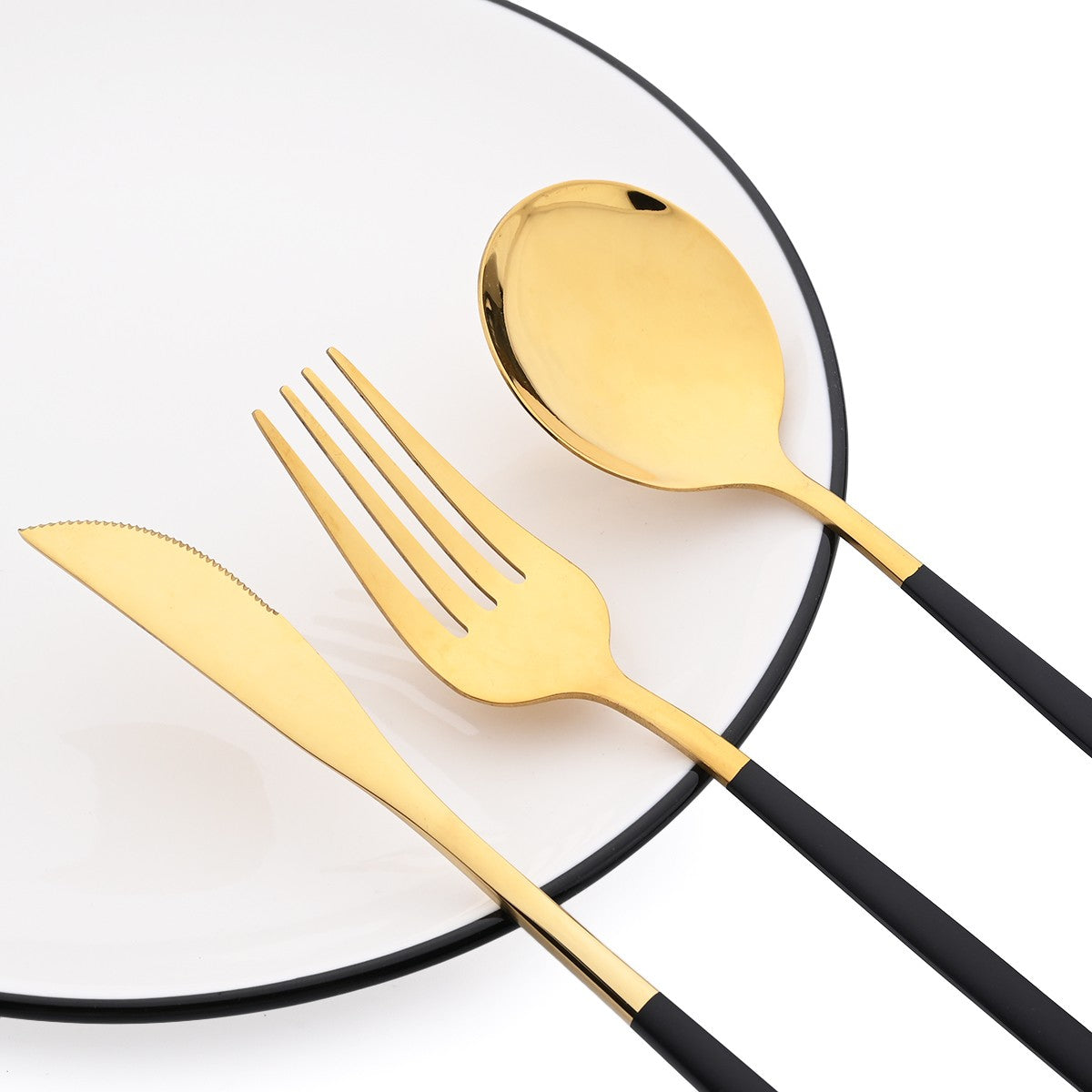 24Pcs Dinnerware Set Stainless Steel Tableware Knife Fork Tea Spoon Cutlery Set Multiple Colour Silverware Kitchen Flatware Set