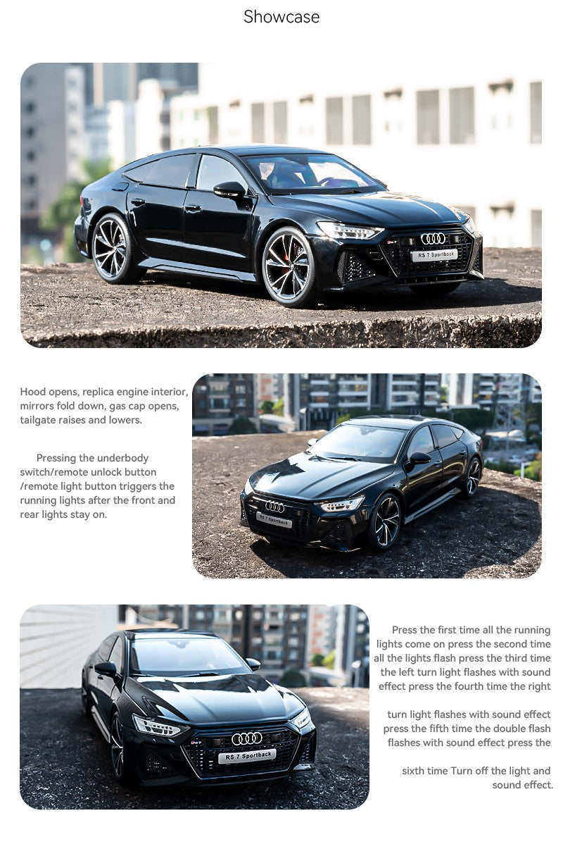 Simulação 1:18 AUDI RS7 Sportback Liga de Carro Modelo Brinquedo Infantil Veículo Colecionáveis Miniatura de Carro Decoração de Casa Presente de Aniversário