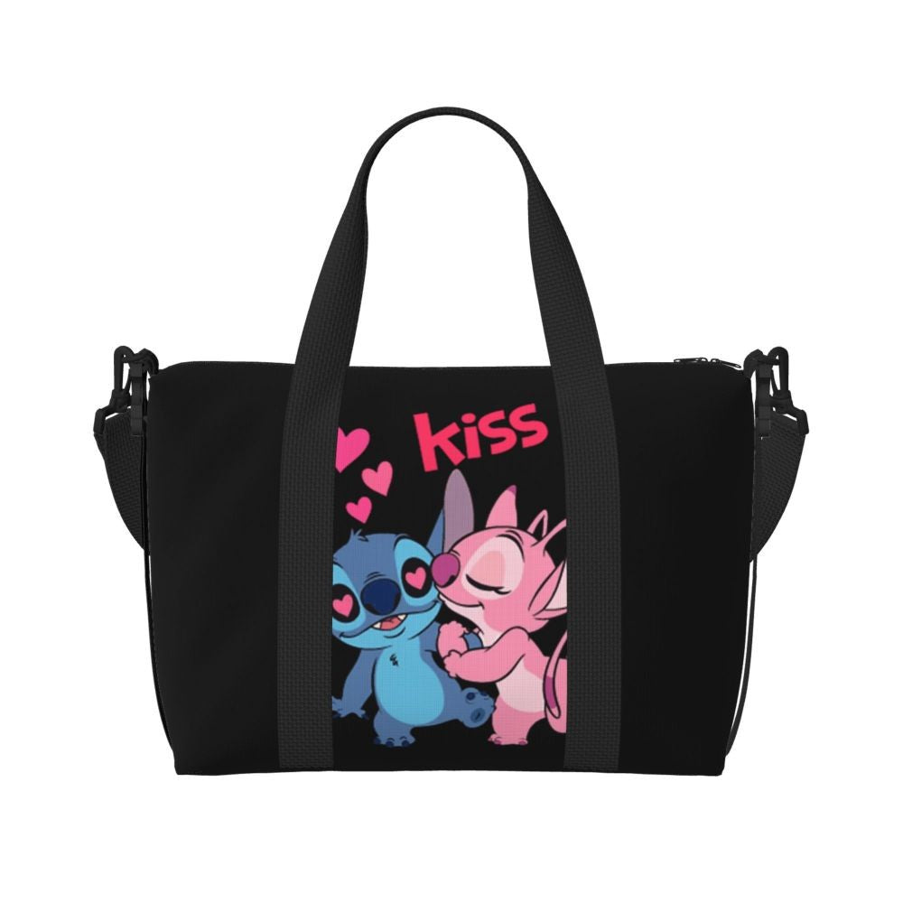 Custom Large SLilo And Stitch Cartoon Tote Bag Women Anime Shopping Shoulder Beach Gym Travel Bag