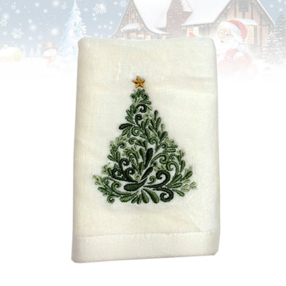 Christmas Tree Bathroom Towel Embroidered Guest Hand Towels Water Absorption Washcloth for Xmas Party