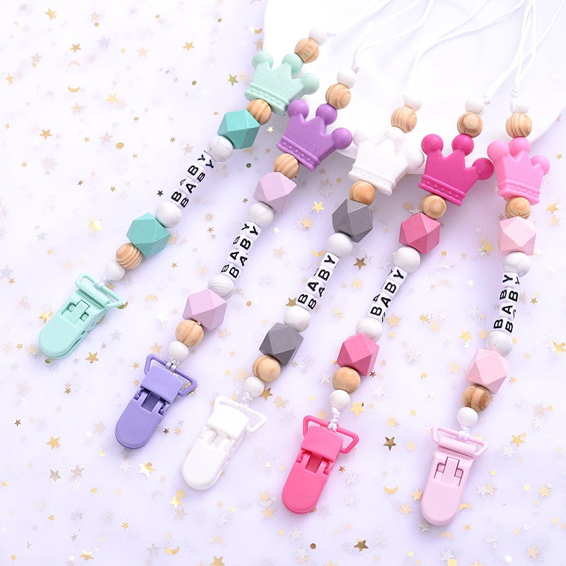 New 5 Colors Baby Teether Handmade Making Pacifier Clips  Holder Chains Silicone Pacifier Chain Clip Baby Teething Chain
