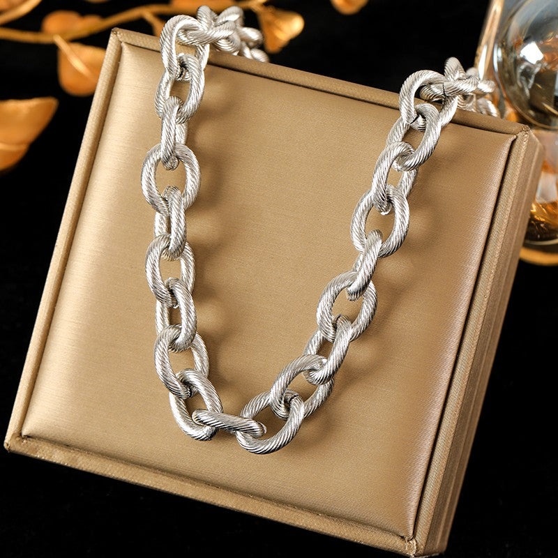 EILIECK Colar de Corrente Grossa de Aço Inoxidável 316L Dourado e Prateado para Mulheres, Corrente Cubana da Moda, Joia Impermeável de Presente