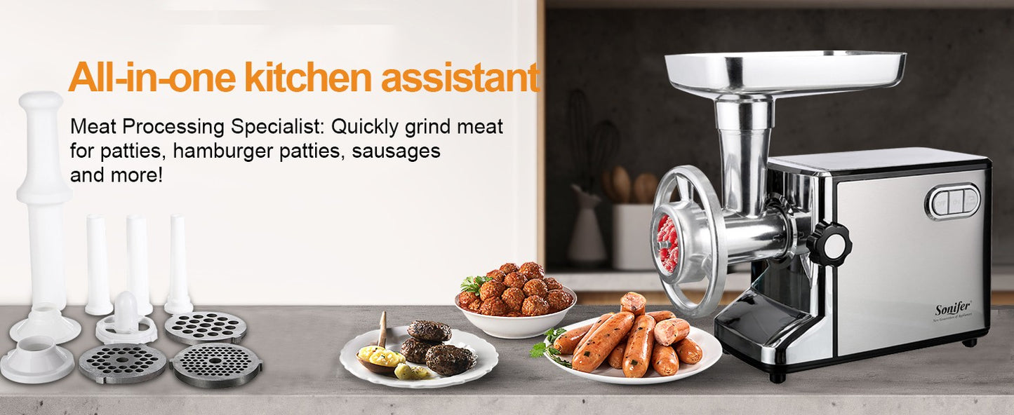 Moedores de Carne Elétricos 3000W Aço Inoxidável Picador Pesado Triturador de Salsicha Processador de Alimentos Eletrodomésticos Moedor Sonifer