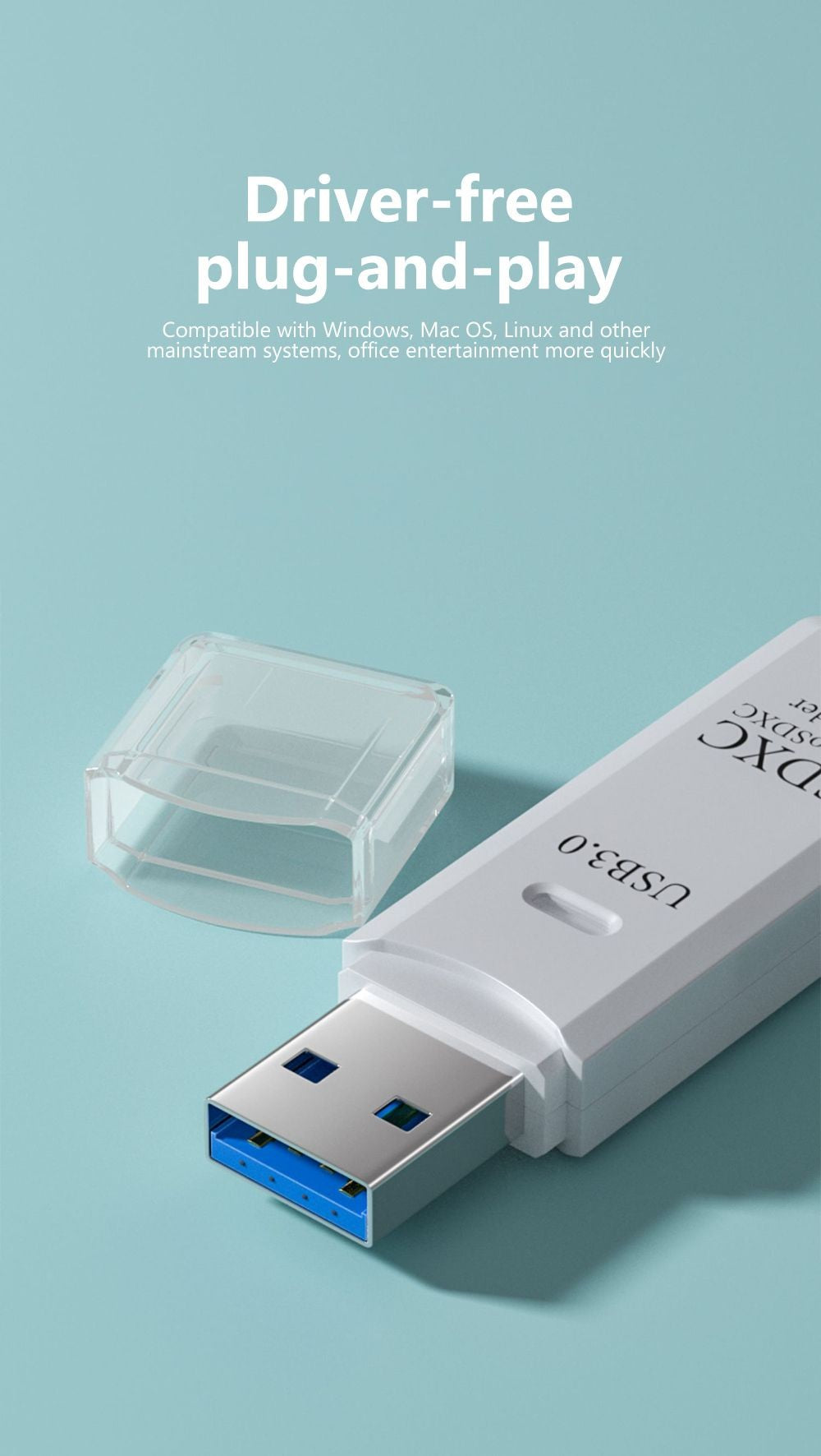 Leitor de cartão 2 em 1 USB 3.0 Leitor de cartão Micro TF SD Adaptador USB Leitor de cartão de alta velocidade Cartão de memória TF para acessórios de PC portátil