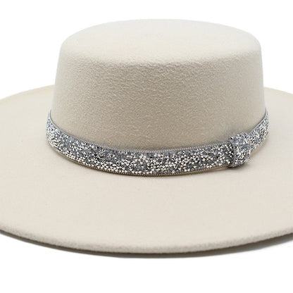 CHAPÉU FEMININO Chapéu Coco Chapéu Fedora Para Mulheres Chapéu Branco Plano Cinto De Luxo Senhoras Chapéu De Casamento Chapéus Fedora Outono Inverno ?????