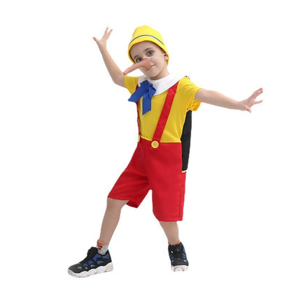Halloween Funny Pinocchio Cosplay Costume Birthday Boys Girls Party Clothes Kids Cartoon Character Rolecosplay Costume With Nose