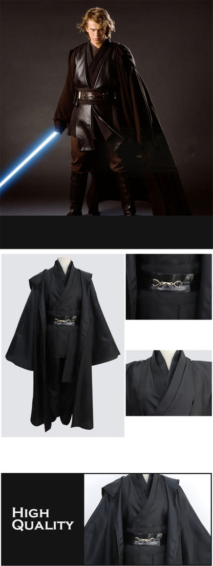 Wars Anakin Jedi Knight Cosplay Costume Hood Cape Anime Classic Movie For Men Women Halloween Fancy Brown