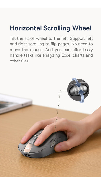 Mouse Sem Fio Baseus Editor Pro Bluetooth 5.1 Modo Duplo Bateria de Longa Duração Recarregável Ergonômico de Escritório com Display