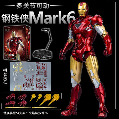 26CM Fondjoy Original Iron Man 1/7 MK42 MK43 1/12 MK1 MK2 MK3 MK4 MK5 MK6 Assembled Tony Stark Action Figure Collect Toy Gift