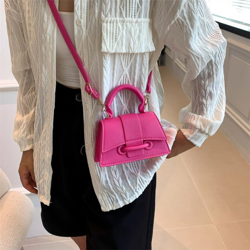 Fashion Solid Color Small Tote Crossbody Bag, Stylish Mini Handbag Mobile Phone Coin Purse, Adjustable Strap, Magnetic Closure,