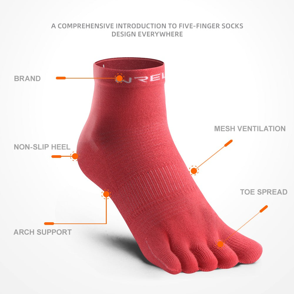 WRELS 1 Pair of New Quick-drying, Sweat-wicking, Breathable CoolMax Split-toe Sports Socks for Marathon Running Fitness Cycling