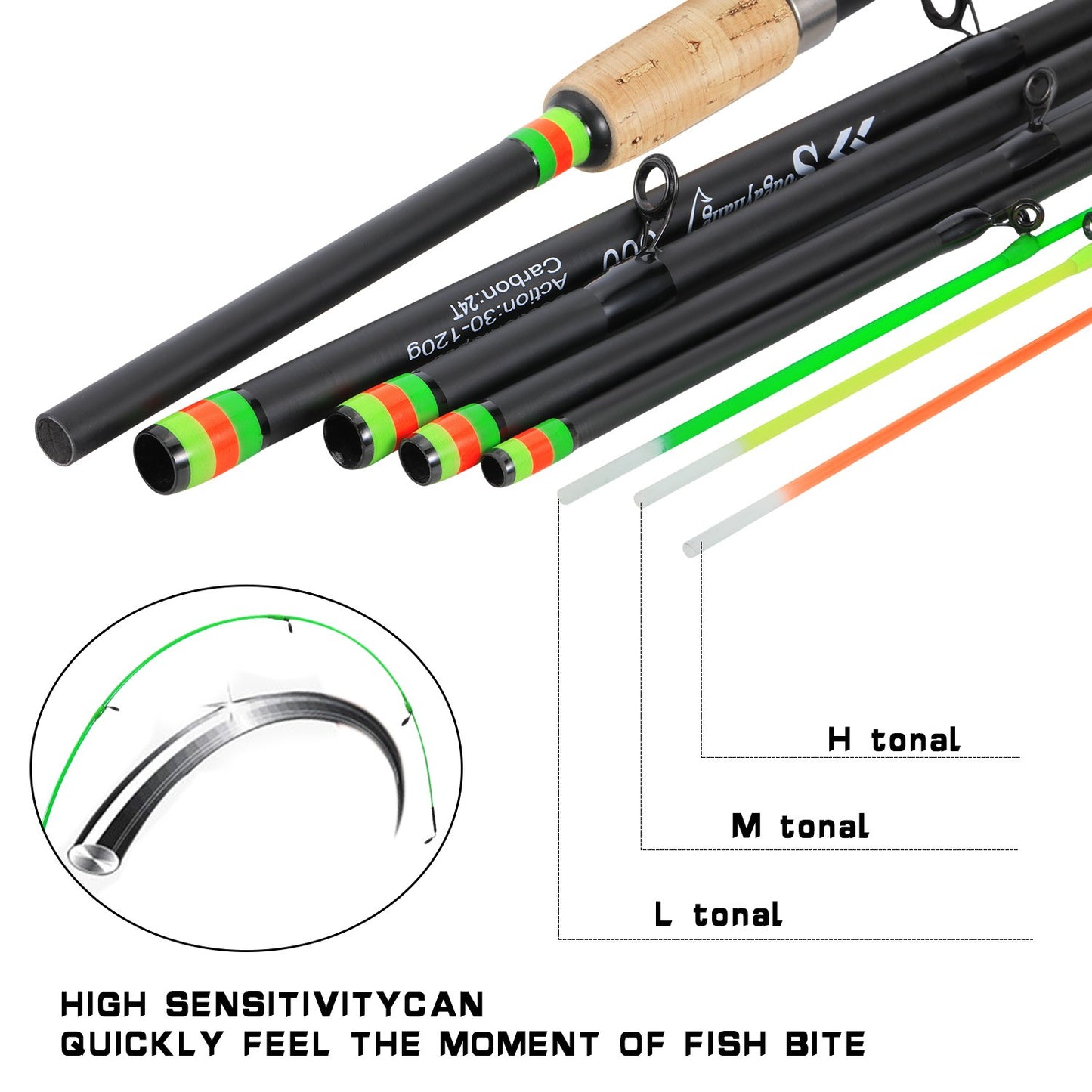 Varas de pesca Sougayilang Feeder ultraleves de fibra de carbono para pesca de carpa com tração máxima de 15 kg com potência L M H para pesca de robalos, carpas e trutas