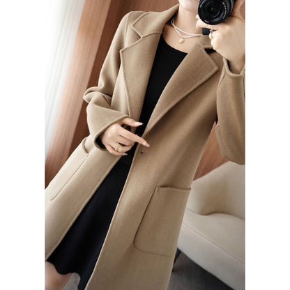Autumn Winter Girls Fashion Mid-Long Jackets Female Casual Woolen Blends Coats Clothes Lady Korean Fashion Designer Coat