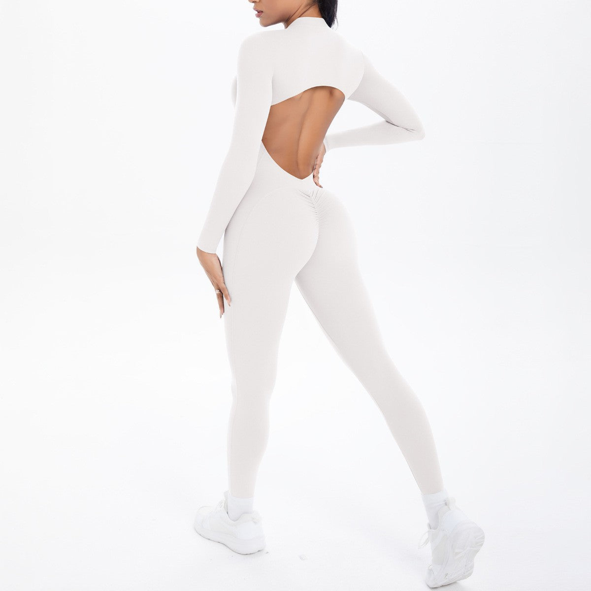 New Women's Yoga Jumpsuit Front Zipper Tight Back Hollow Out Short Sleeve-pants Activewear for Fitness Running Gym Workout