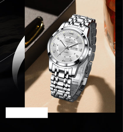 LIGE Brand BANGWEI Quartz Man Watch Fashion Stainless Steel Band Business Luxury Diamond Waterproof Calendar Watches for Men+Box