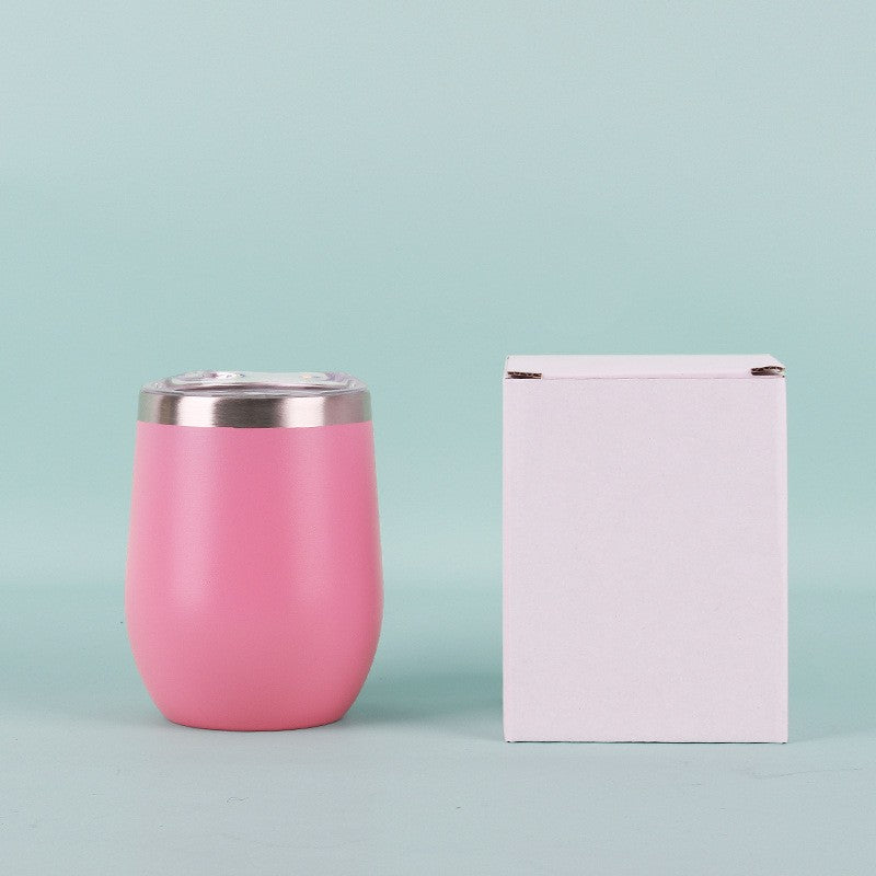 50pcs Custom 12oz Double Wall Stainless Steel Wine Tumbler Insulated Vacuum Egg Shape Wine Tumbler with Sliding Lids