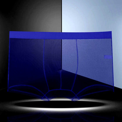 Men Transparent Boxers Bulge Ice Silk See Through Underpants Sexy Mid Waist Panties Lingerie Intimates