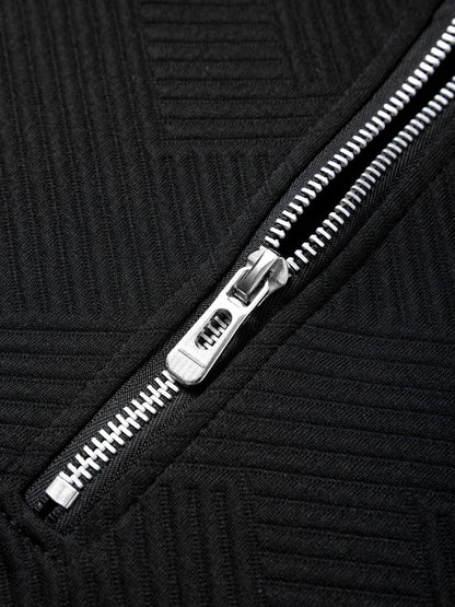 Autumn Men's Casual Sweatshirt Quarter Zip Solid Color Pullover Sweater Outdoor Daily Long Sleeve Polo Turtleneck Male Tops