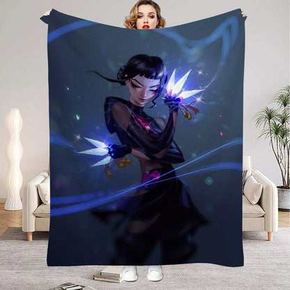 Huntrix Blankets K pop Demon Hunters Zoey Rumi Mira Soft Warm Throw Blanket Kids Living Room Couch Sofa Bed Fluffy Bedspread