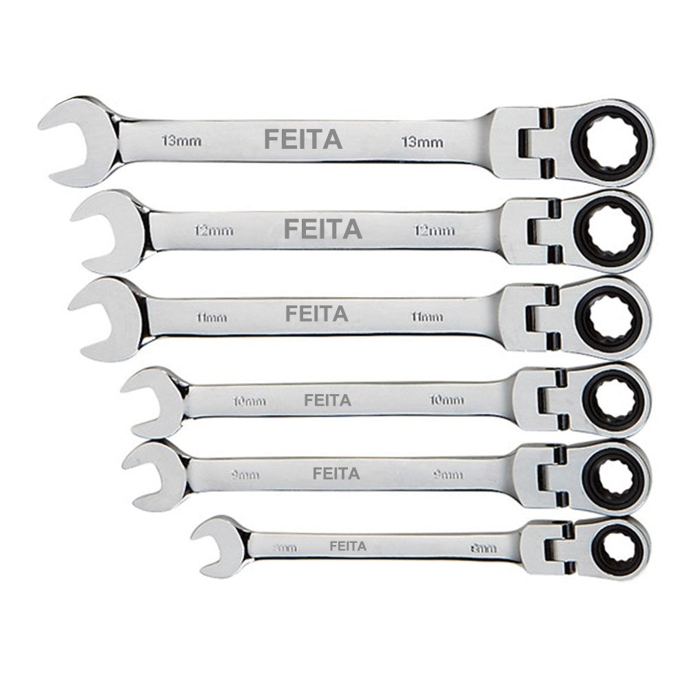 Chave Catraca Articulada Flexível FEITA 8-19mm Chave de Boca de Anel com Catraca Flexível Kit de Chaves Combinadas Métricas Articuladas Ferramentas Automotivas