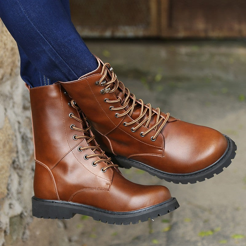 Botas Táticas Militares Masculinas Botas de Tornozelo de Deserto de Cano Alto Quentes e Antiderrapantes com Cadarço para Outono Inverno Masculino de Tamanho Grande