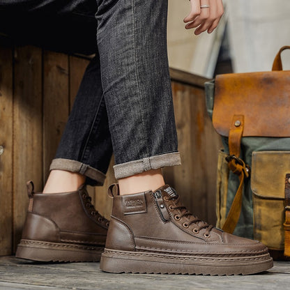 Men Boots Winter High Top Leather Shoes Fashion Cotton Shoes Fashion Ankle Boots Business Casual Outdoor Shoes Male Sneakers New