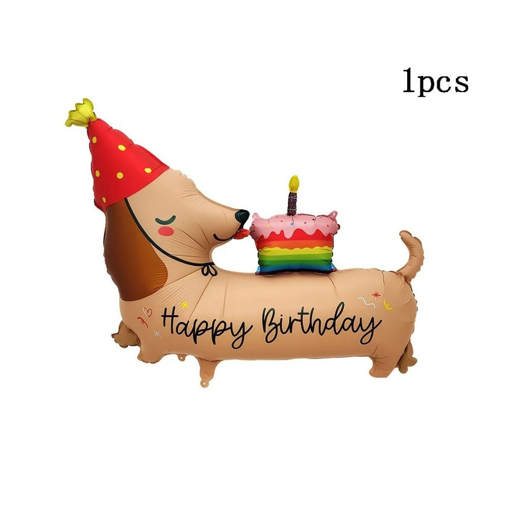 2/1pcs Birthday Cake Dachshund Balloon Cartoon Animal Themed Party Decoration Wall Decoration Festival Photography Props Gifts