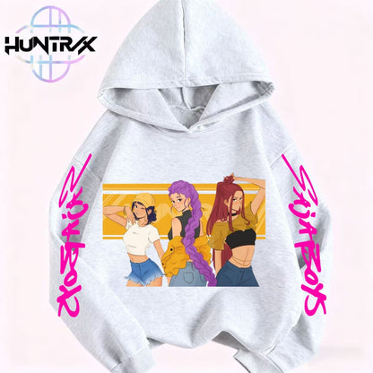 Kpop Demon Hunters Anime Hoodie Woman Clothing Saja Boys Cosplay Cartoon Graphic Sweatshirts Y2k Daily Casual Hooded Pullovers