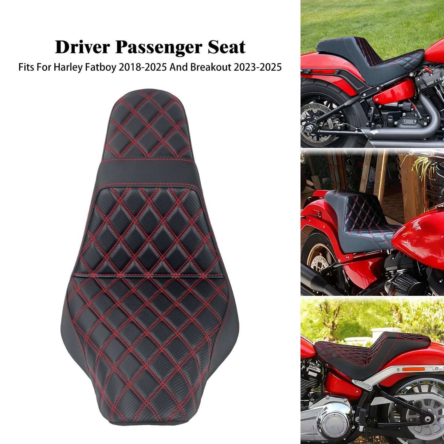 Banco do passageiro do motorista de duas pessoas da motocicleta Selim do piloto Banco dianteiro e traseiro para Harley Softail Fat Boy 2018-2025 Breakout FXBR 2023-25