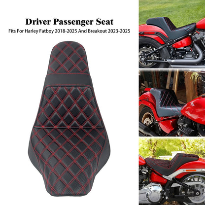 Banco do passageiro do motorista de duas pessoas da motocicleta Selim do piloto Banco dianteiro e traseiro para Harley Softail Fat Boy 2018-2025 Breakout FXBR 2023-25