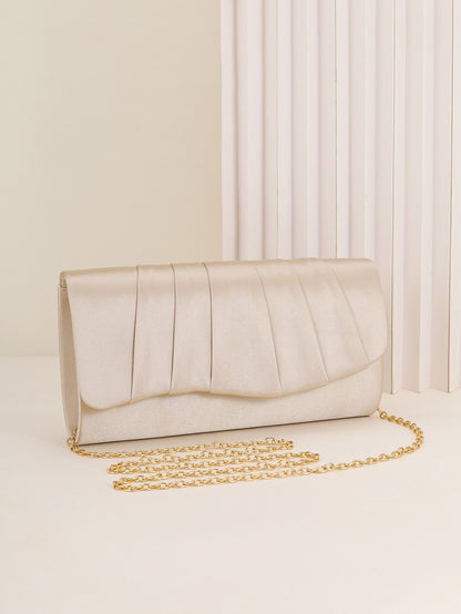 Ladies Dinner Bag Pleated Solid Color Clutch Party Dinner Wedding Light Luxury Envelope Evening Bag for Prom, Dinner/Banquet