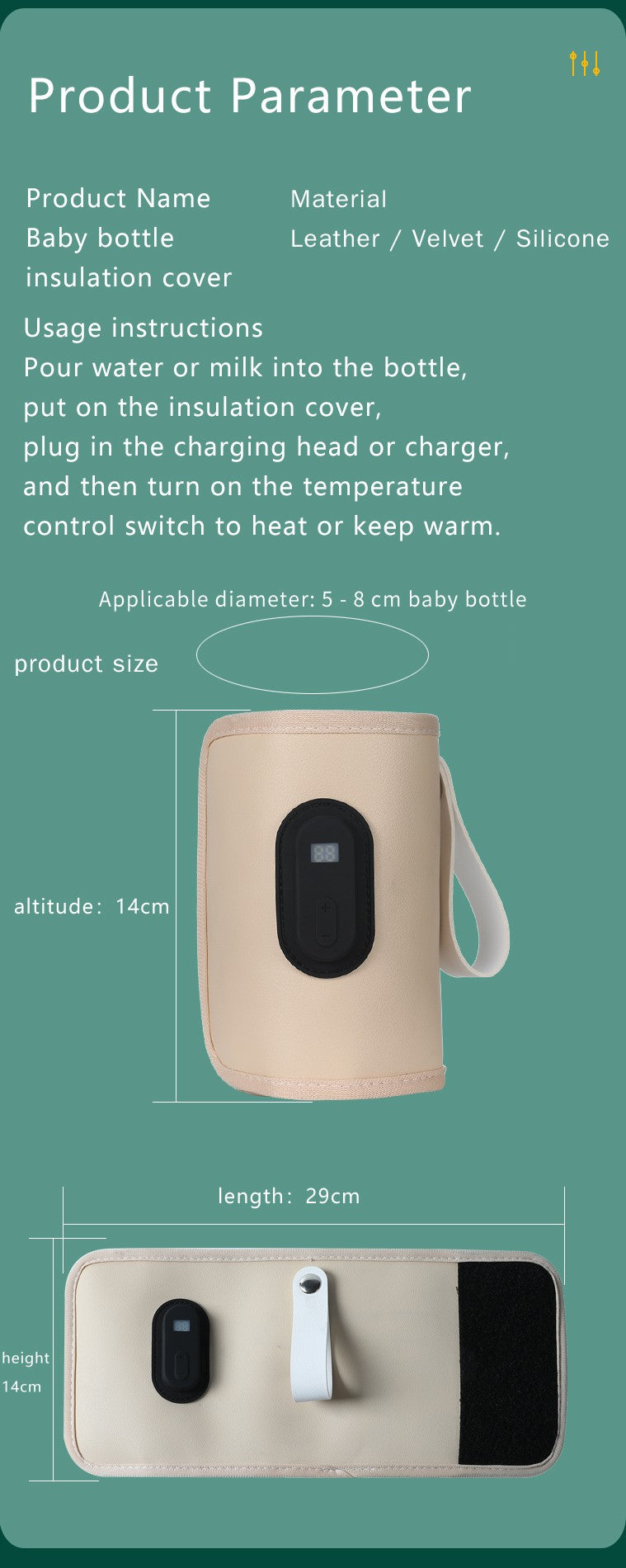 USB constant temperature heating bottle cup cover insulation artifact warm milk cover portable universal insulation cover for ou
