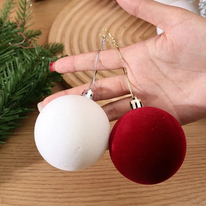 1/30pcs Wine Red Christmas Ball Velvet Round Christmas Balls Xmas Tree Ornaments Ball Hanging Pendants New Year Party Decor