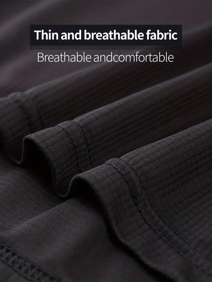 Round Neck T-Shirt 3-Piece Black Ultra-Light Men's Quick-Drying Breathable Sweat-Absorbent Shirt Suitable for Fitness Gym and Ru